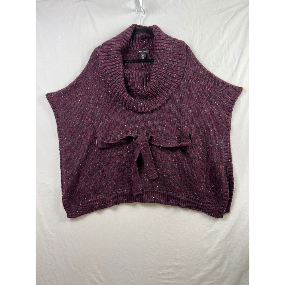 White House Black Market Poncho Women S Burgundy Cowl Neck Belted Wool Blend